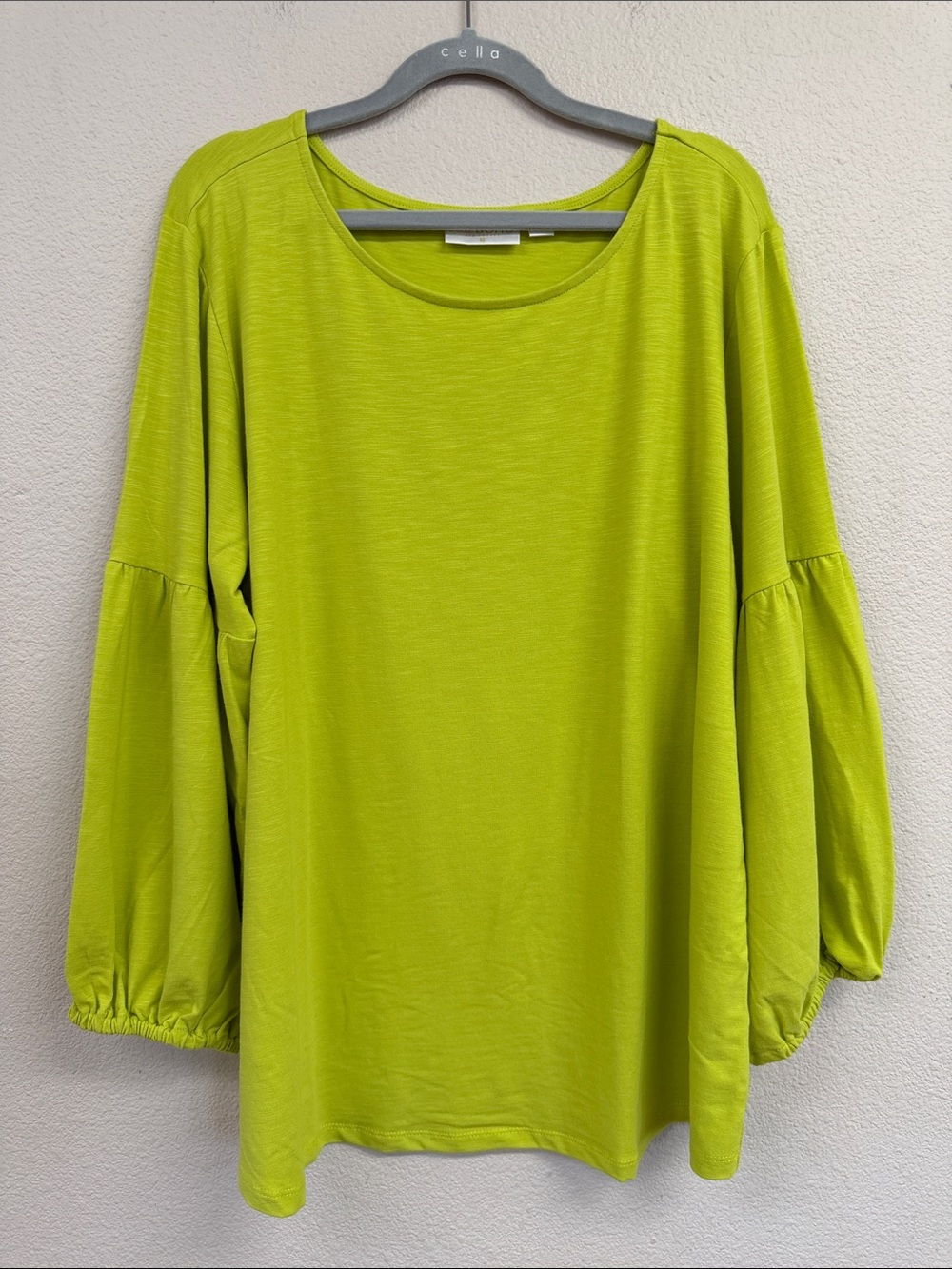 Belle Boho Kim Gravel Slub Knit Top Women’s Size XL NWT Chartreuse QVC